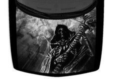 Hooded Skeleton Grim Reaper Truck Hood Wrap Vinyl Decal Car Graphic Grayscale US