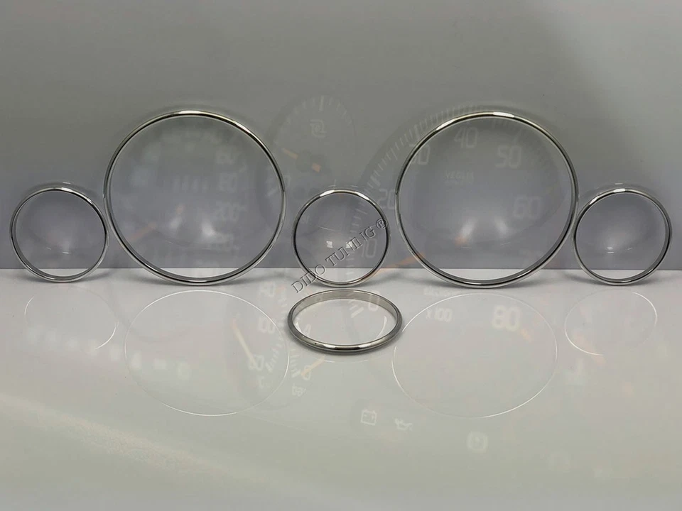 For Fiat Uno Turbo mk2 1990-1996 Chrome Gauge Trim Dial Rings Polished Alloy X6 - Image 4 of 4