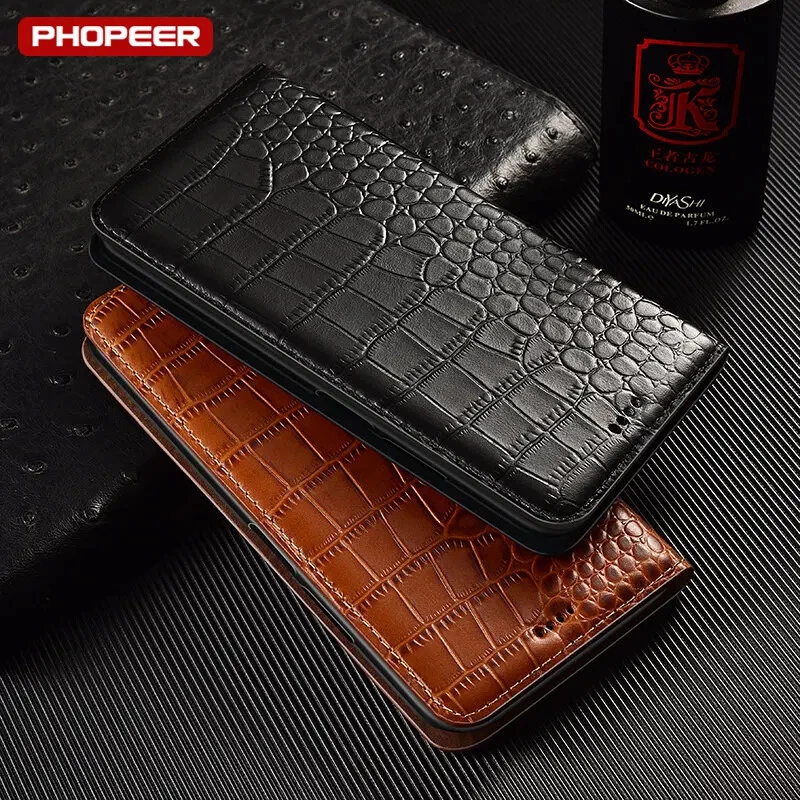Genuine Leather Card Slot Crocodile Flip Case for Samsung Galaxy A25 A15 A54 A14 - Image 3 of 4