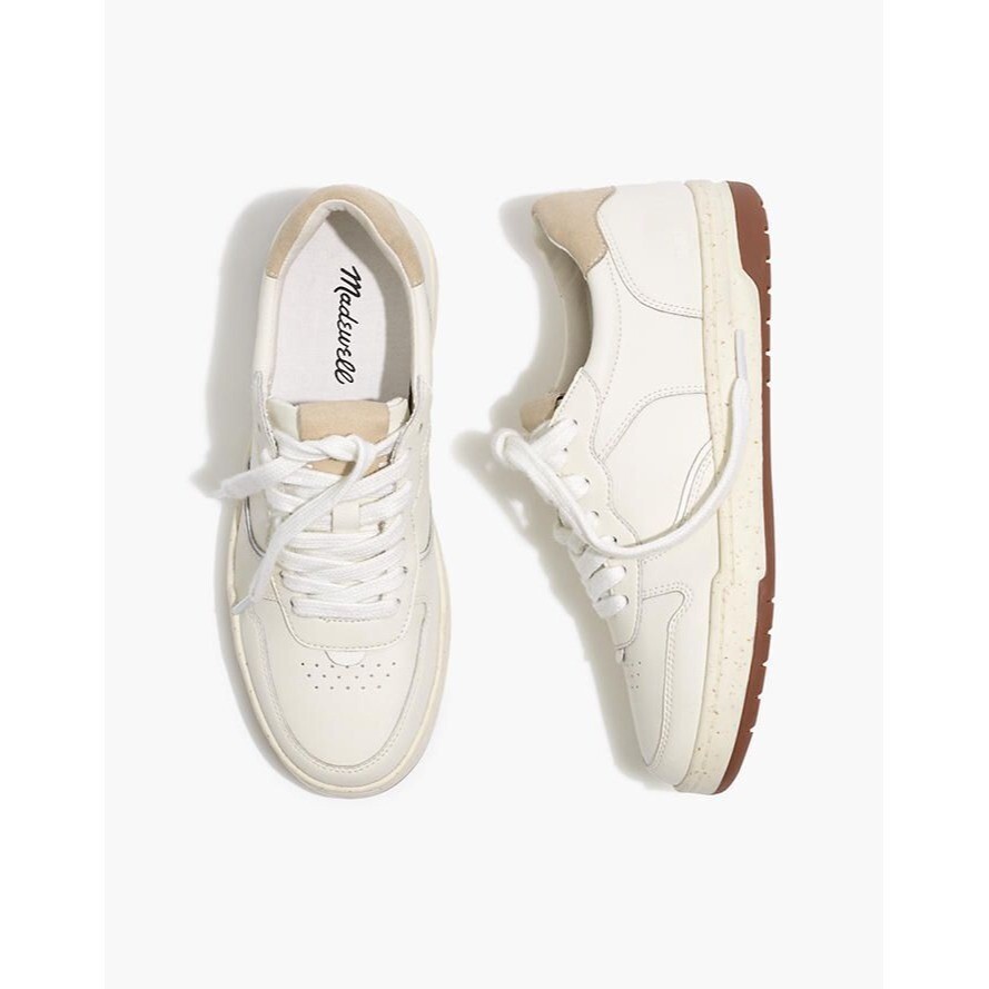 Madewell Court Sneakers in White Leather Ivory Multi