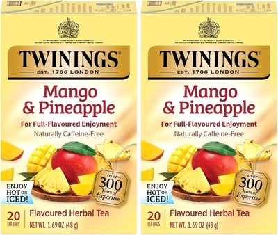 Mango & Pineapple Herbal Tea Individually Wrapped Bags, Naturally