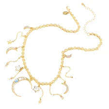 KIRKS FOLLY Astral Princess Statement Necklace  - moon and stars -  goldtone