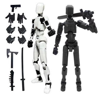2 Sets Dummy 13 Robot Action Figure | DIY Multi-Articulated 3D Toys w/ Stand J4