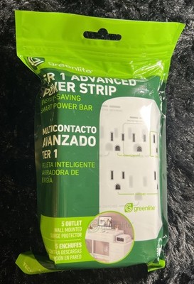 Greenlite 5 Outlet Advanced Power Strip Wall Mount Smart Surge Protector