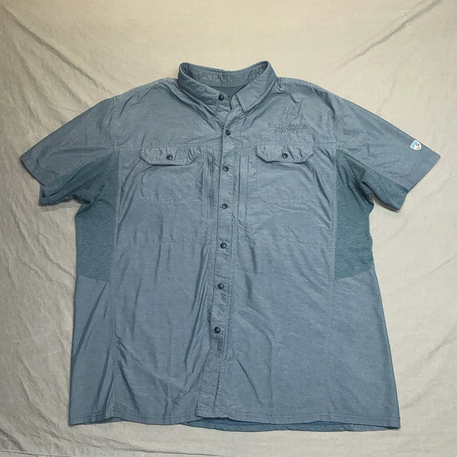 Kuhl Mens XL Short Sleeve Button Down Shirt Gray Hiking Outdoor