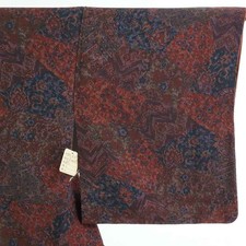 Clearance Recycled Silk Komon Kimono, Dark Brown Floral, M