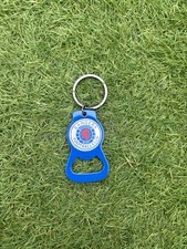 Official Glasgow Rangers FC Crest Blue Metal Bottle Opener Keyring Brand New