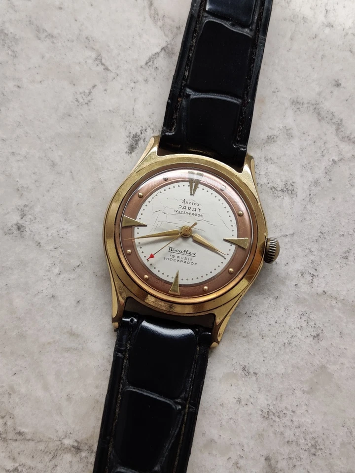 Arctos Parat Vintage Armbanduhr Nivoflex Uhr Vergoldet Mechanisch Handaufzug - Bild 2 von 4