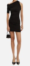Jacquemus Women's Black La Mini Robe Drapeado Jersey Minidress Size XL