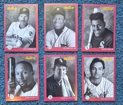 1991 Leaf Studio Baseball Card Lot of 6 Morris Whitaker Sosa Puckett Hough NM-MT