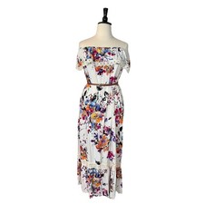 Umgee Maxi Dress Off Shoulder Boho Lace Trim Floral NEW Women’s Size Large