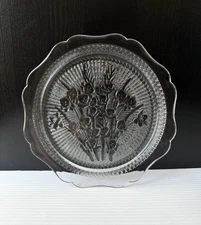 Vtg Jeanette Glass Crystal Iris & Herringbone Dinner Plate 9 3/8” Floral