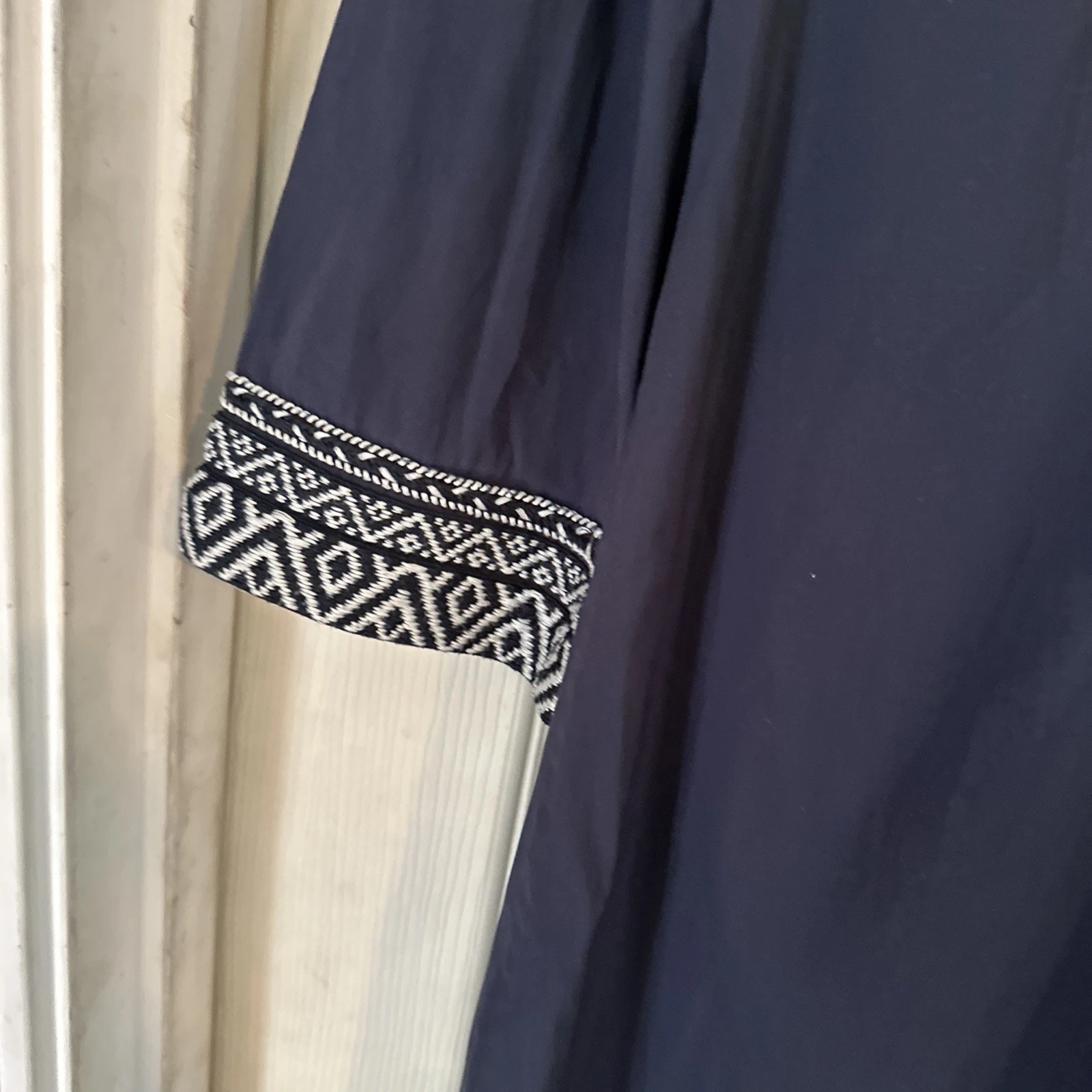 Abito tunica Tory Burch cotone ricamato blu navy resort boho estivo taglia 4