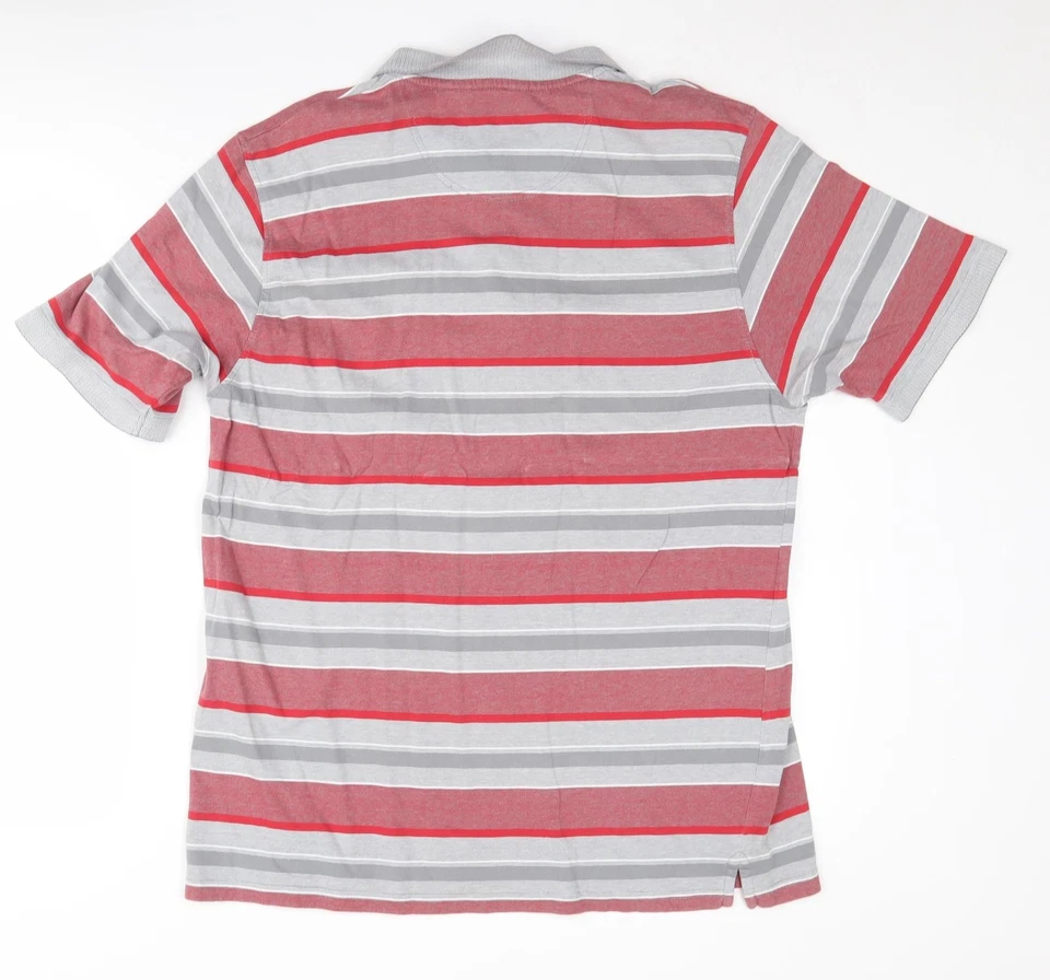 Camisa polo masculina listrada vermelha James Pringle, tamanho G - Imagem 2 de 4