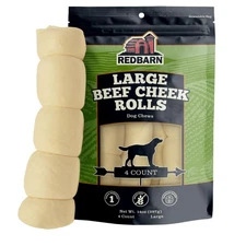 All-Natural Large Beef Cheek Rolls for Dogs, Uncoated - Single Ingredient Gra...