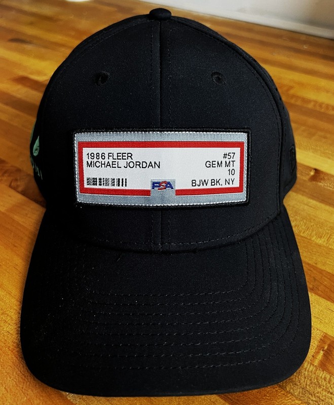 MICHAEL JORDAN 1986 FLEER ROOKIE #57 PSA GEM MINT 10 SLAB BLACKJADEDWOLF CAP HAT