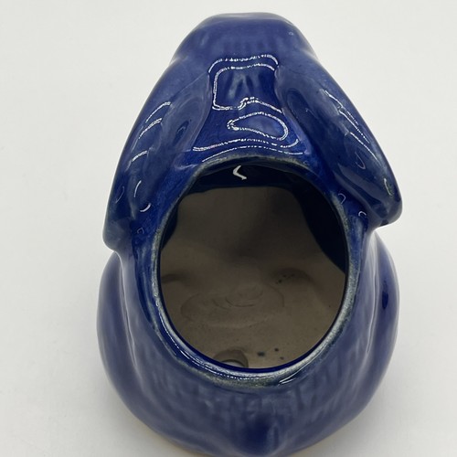 Blue Ceramic Bunny Rabbit Planter Pot With Drainage Hole 4”H 3.5”W 5”L - Picture 5 of 10
