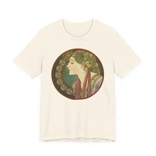 Vintage Art Nouveau Graphic Tee Alphonse Mucha Boho Style for Men and Women
