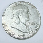 1961 D Franklin Half Dollar • 90% Silver Circulated Coin #6002