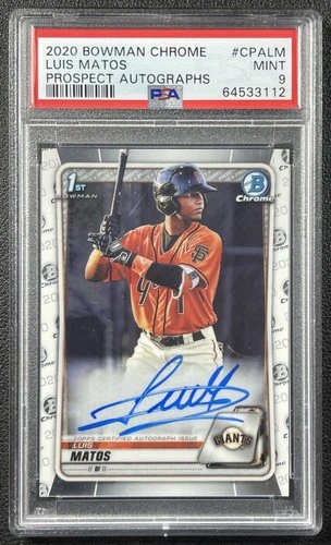 LUIS MATOS PSA 9 2020 BOWMAN CHROME #CPA-LM 1ST PROSPECT AUTO GIANTS 3112