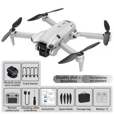 8K HD Drone Dual Camera Brushless Motor - 4.3" Remote 2 Batteries Foldable Quadc
