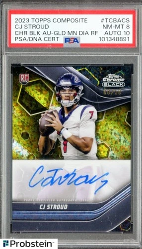 2023 Topps Composite Chrome Black Gold Mini Diamond CJ Stroud RC AUTO /50 PSA 8