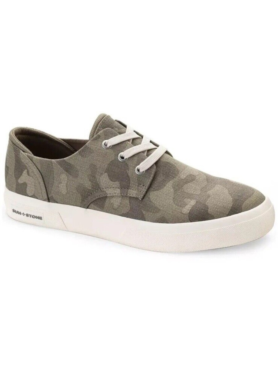 SUN STONE Mens Green Metal Eyelits Kiva Round Toe Lace-Up 