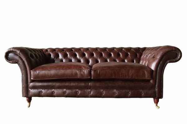Sofa 3 Sitzer Couch Polster Sofas Couchen Wohnzimmer Chesterfield Leder-image
