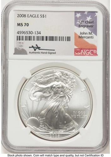 Photo of a 2008 American Silver Eagle from an eBay listing that sold on Jul 23, 2026