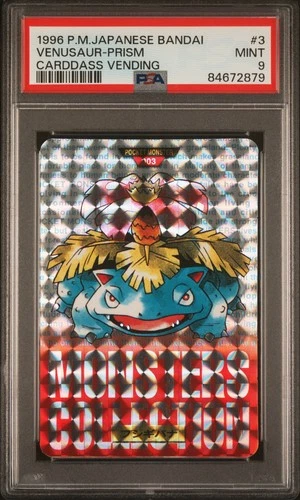 1996 POKEMON JPN BANDAI CARDDASS VENDING #3 VENUSAUR-PRISM PSA 9