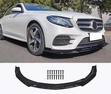 For 17-20 Mercedes Benz W213 E300 E63 AMG V2 B Style Gloss Blk Front Bumper Lip