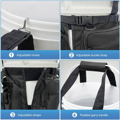 Fishing Bucket Organizer with Top Cover, Ice Fishing Tackle Bag with Rod & Pl... - Picture 5 of 7