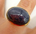 Vintage Sterling Silver Ring Badavici Cosmic Sparkle Cabochon Chunky Vermeil 5