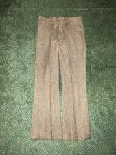 Vintage Farah Mens 31x29 Herringbone Tweed Flare Bell Bottom Dress Pants