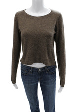 Autumn Cashmere Unisex Pullover Crewneck 100 Cashmere Brown Size XS