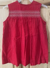 GIRL  S VINTAGE RED SMOCKED CORDUROY SLEEVELESS JUMPER SIZE 5 MADE IN USA