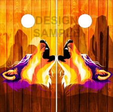 Coyote Western LAMINATED Cornhole Wrap Bags Skin Decal Sticker