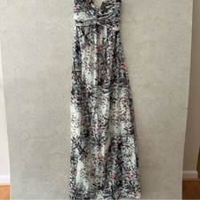 TED BAKER LONDON Silk Lined Strapless  Urban Dragon Fly Printed Flowing Boho Max