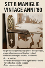 Set 8 maniglie vintage anni '60 per porta con placca – stile classico