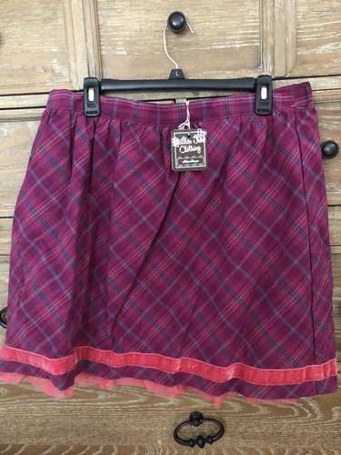 Matilda Jane TINSLEY Skirt Large L Purple Plaid Tulle Hem Velvet Trim Women NWT - Picture 3 of 4