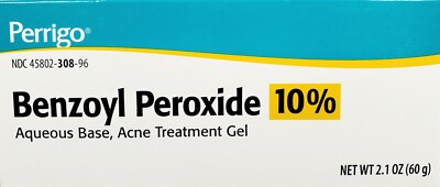 Perrigo Benzoyl Peroxide 10% Acne Gel 2.1 oz (60gm) -Expiration Date 11-2027