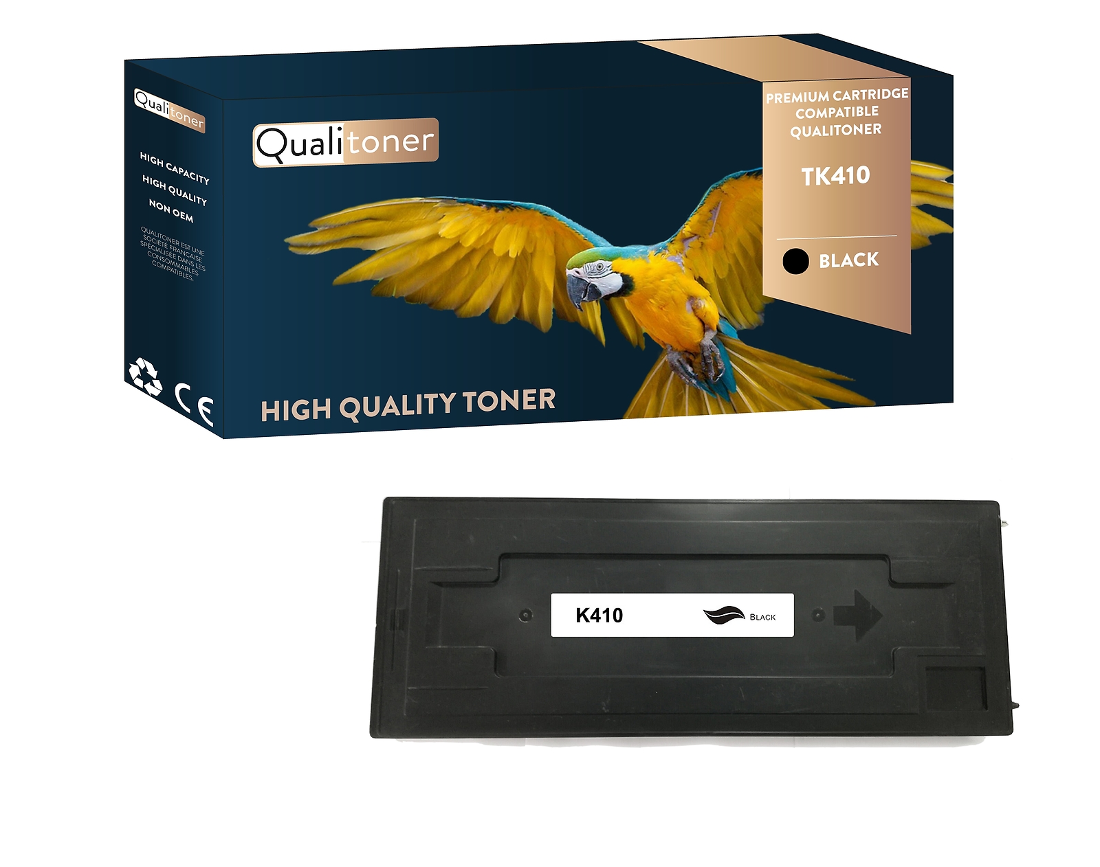 Toner TK410 Noir QUALITONER Compatible KYOCERA : Haute Capacité 15000 Pages Haute Densité