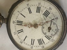 ANTIQUE REMONTOIR CYLINDRE 10 RUBIS HUNTER POCKET WATCH 0,800 SILVER