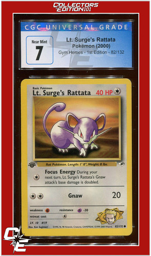 Lt. Surge's Rattata (1st Edition) graded CGC 7 for sale on eBay