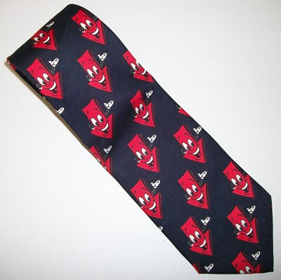 Red Arrow Cartoon Smiley Face Black Silk Neck Tie 57'' Long x 3.9'' Wide (E375)