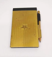 O.E.S. FATAL Memo Pad w Pencil in Orig Box Gold Tone Masonic Vintage