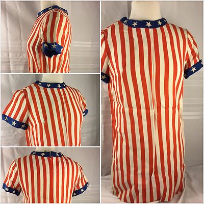American Flag Straight Dress Small Red White Canvas Back Zip Cartette YGI 4qq