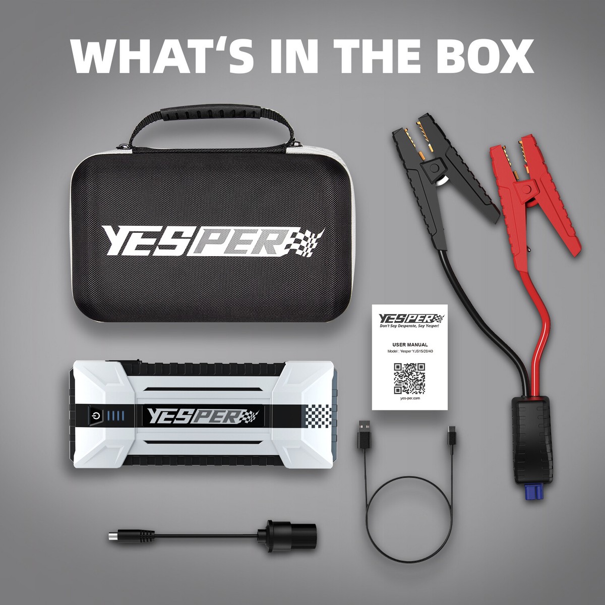 YESPER 4120A Car Jump Starter Power Bank - 24000mAh, 12V, Up To 10L Diesel Engines
