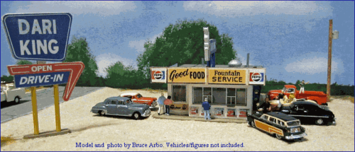 Kit de structure découpée au laser Blair Line 1/87 HO ANNÉES 1940 DARI-KING DRIVE-IN RESTAURANT - Photo 2 sur 5