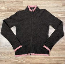 Imar Full Zip Mock Neck Brown Wool Blend Sweater Girl  s M